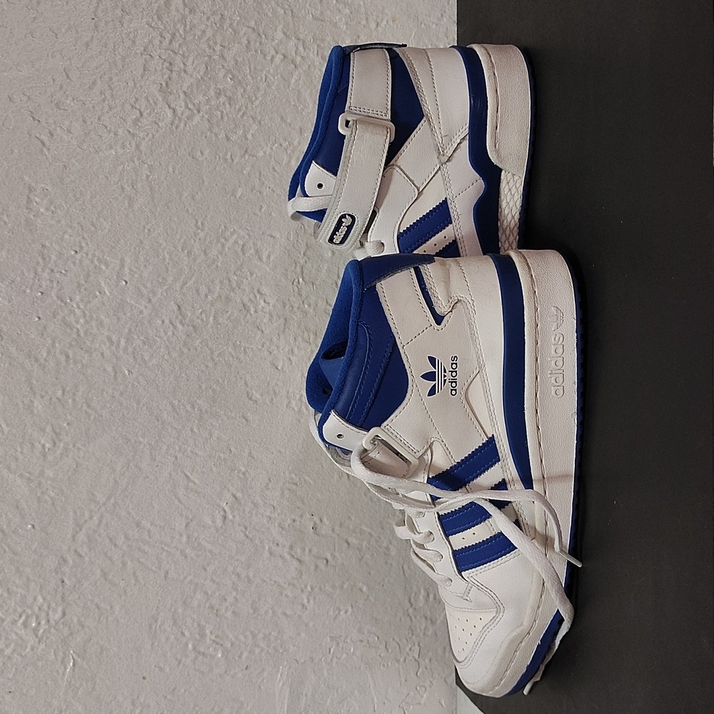 Adidas Originals Men's Forum Mid Sneaker White/ Royal Blue Size men 8 or women 9 - Picture 12 of 14
